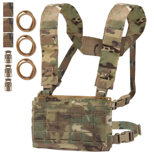 Chaleco táctico con placa de transporte para el pecho MOLLE MK5 SS MKV Micro Fight Chassis, bolsa con gancho y bucle para cargador de Airsoft 