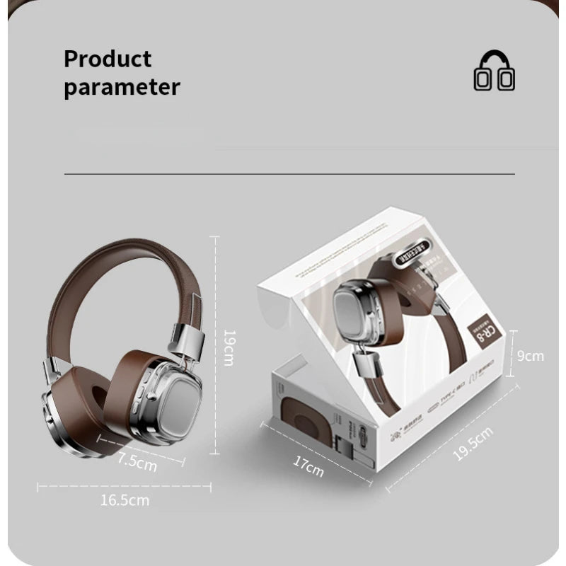 2024 Novo CR-8 Classic Over Ear Headsets Studio Dj Stereo Bluetooth5.3 Fones de ouvido retrô sem fio Touch Control Tipo C Fones de ouvido 