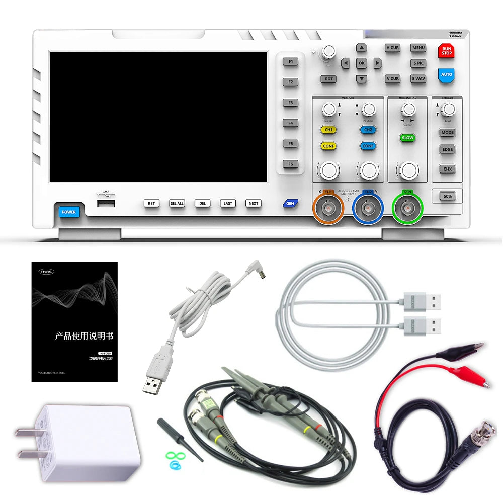 1014D Portable Digital Oscilloscope Osciloscopio Digital Multimeter 100MHz*2 2 In 1 Dual Channel Input Signal Generator