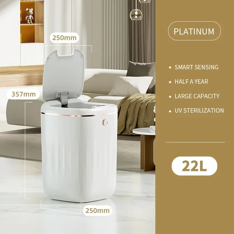 20-24L Bathroom Sensor Electric Wastebasket Bedroom Smart Trash Can Automatic Waterproof Recycle Bin for Living Room Kitchen New Leedoar