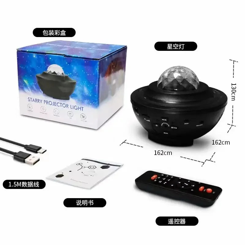 LED Star Projector Night Light Galaxy sound equipment Starry Night Lamp Ocean Wave Projector With Music Speaker Remote Contro Leedoar