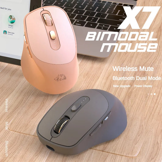 X7 Dual Mode Bluetooth Rechargeable 2.4G Wireless Mice 4000 DPI 6 Mute Buttons Ergonomic Computer Gaming Mouse For Laptop PC