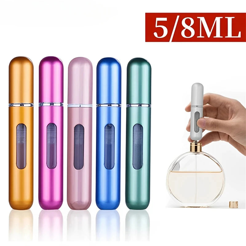 5ml/8ml Mini Portable Perfume Spray Bottle Refillable Aluminum Atomizer Bottle 5ml Container perfume refill bottle travel Leedoar