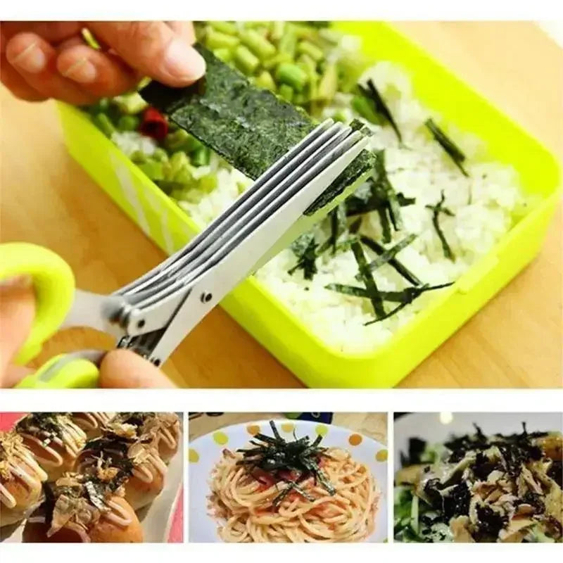 3/5Layers Kitchen Scissors Stainless Steel Vegetable Cutter Scallion Herb Laver Spices Cooking Tool Cut Kitchen Accessories Leedoar