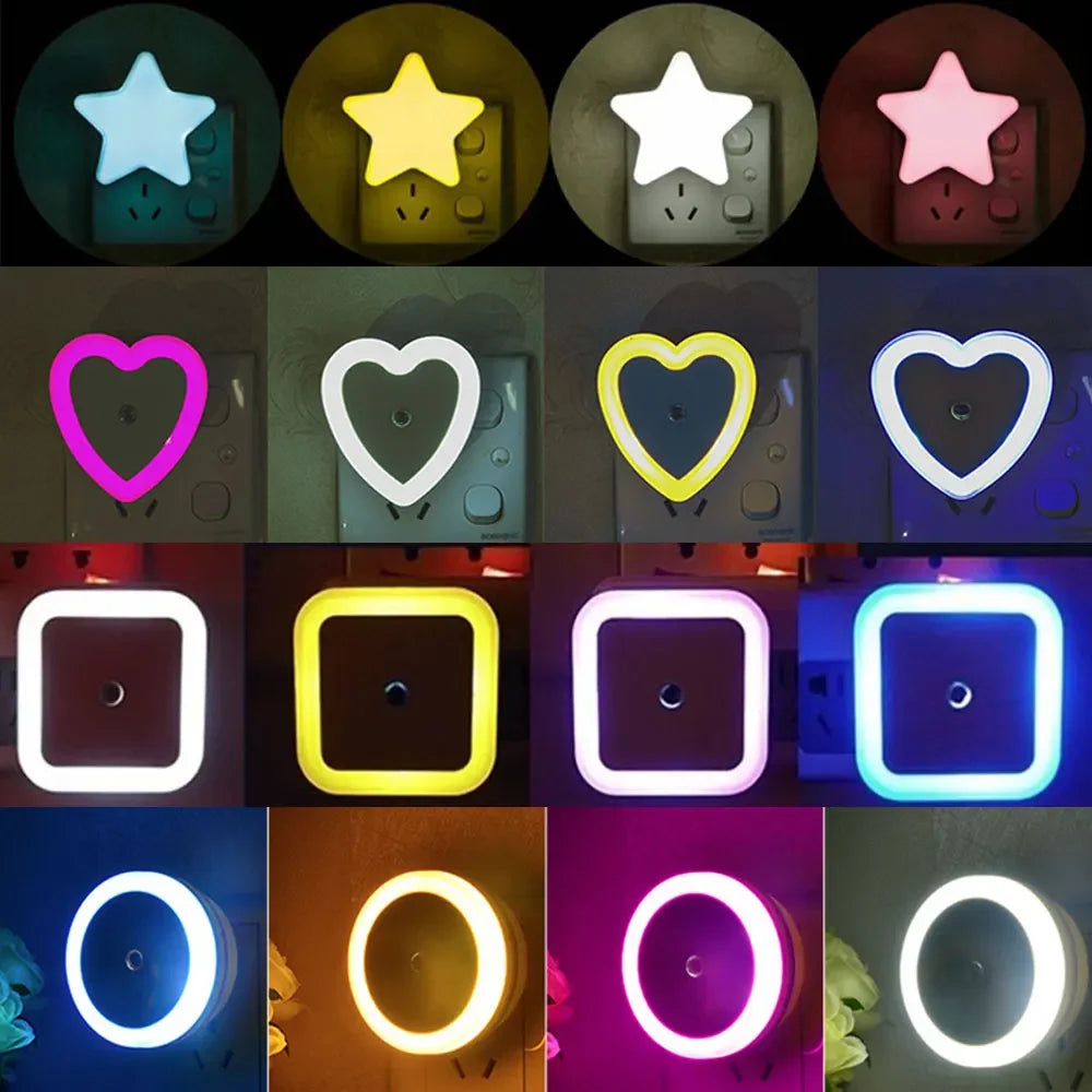 LED Mini Cute Night Light Automatic Auto Sensor EU/US Plug-in Light For Bedroom Kid's Room Corridor Staircase Light 110v 220v Leedoar