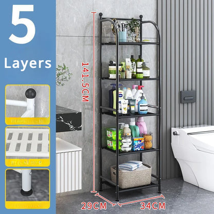 Estantería abierta de 4 niveles para almacenamiento de baño, estantería de almacenamiento, estantería de esquina de metal independiente para baño, cocina, sala de estar 