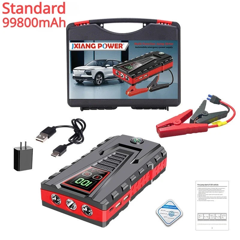 99800mAh Car Jump Starter Device 12v Strong Portable Power Bank Automotive Battery Charger System Start Operating Auto Booster Leedoar