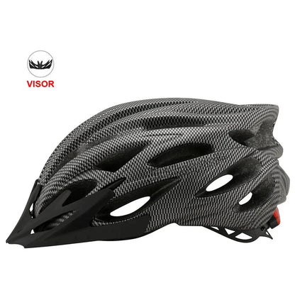 Casco de bicicleta Casco de seguridad para exteriores Casco de bicicleta con lente y ala Luz trasera (CB-26) Accesorios para motocicletas y bicicletas de montaña 