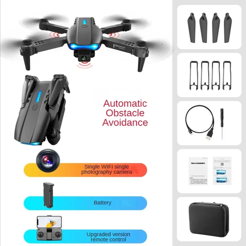 E99 Drone 4K HD Dual Camera Avoidance Professional Flight 20 Minute Foldable Height Keeps Mini Helicopter Toy Drones Leedoar