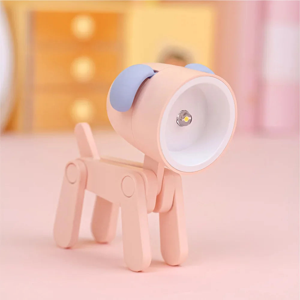 LED Mini Night Light Cute Dog Deer Foldable Desk Lamps Desktop Ornament Book Light Kids Room Bedside Bedroom Decor Holiday Gifts Leedoar