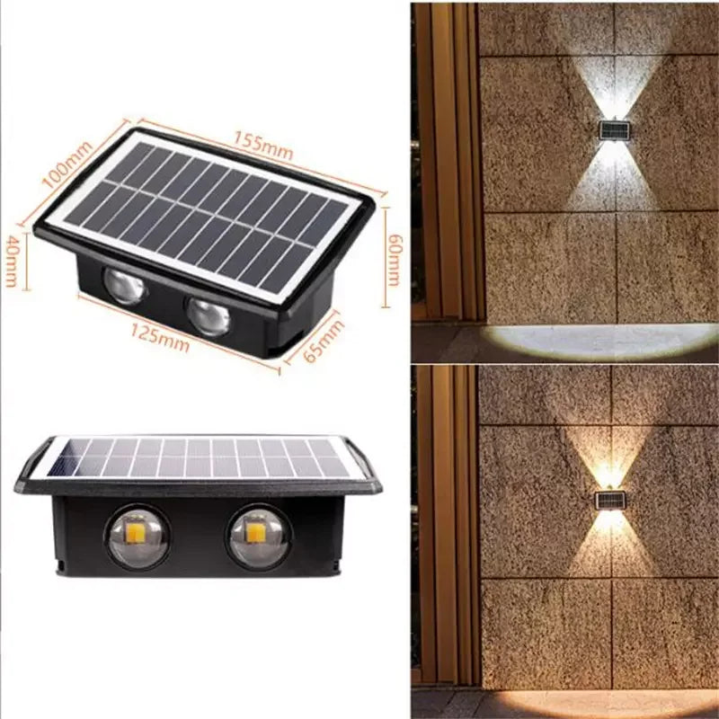 Solar Lamp Courtyard Door Number Wall Lamp Outdoor Waterproof Wall Washer Lamp Villa Spotlight Up And Down Double Head Leedoar