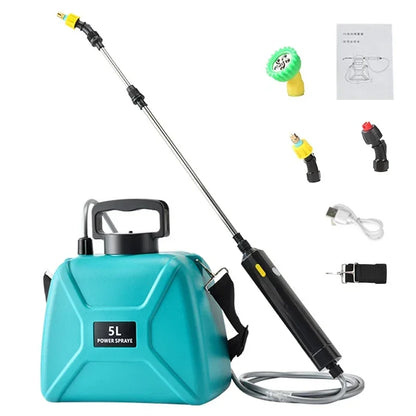 5L Garden Electric Sprayer with Rotating Mist Nozzles Telescopic Wand Lawn Water Sprayer Plant USB Rechargeable Irrigation Tool Leedoar