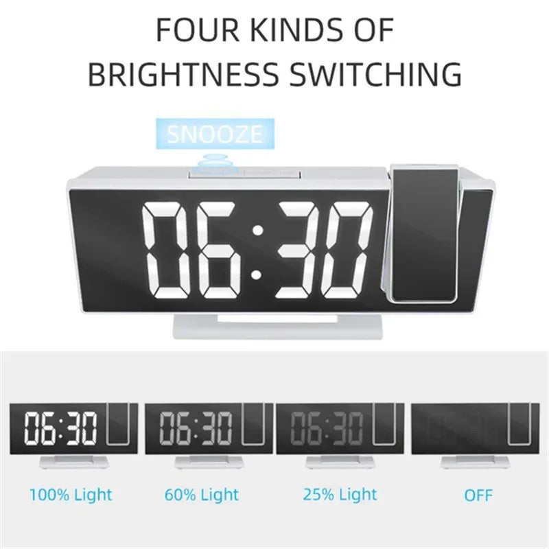 LED Digital Alarm Household Clock Projection Projector Ceiling Clock with Time Temperature Display Backlight Snooze Clock Leedoar