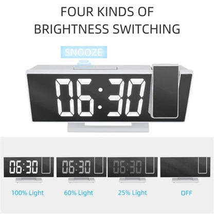 LED Digital Alarm Household Clock Projection Projector Ceiling Clock with Time Temperature Display Backlight Snooze Clock Leedoar