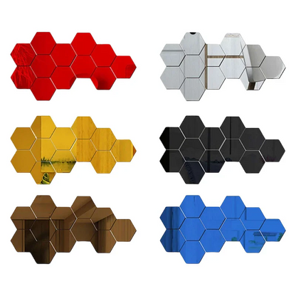 6/12/24 peças 3D Hexagonal Acrílico Espelho Adesivo de Parede Autoadesivo Destacável Mosaico Adesivo DIY Decoração de Casa Arte Espelho Deco