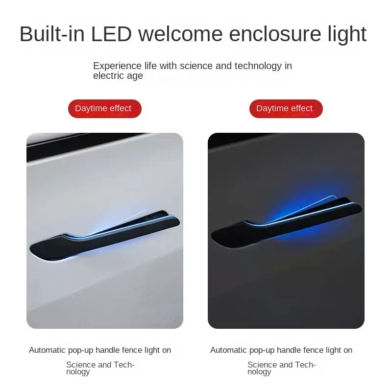 Tesla ModelY Wireless Intelligent Automatic Color Atmosphere Light Modification Accessories Electric Doorhandles 4Door Handlebar Leedoar