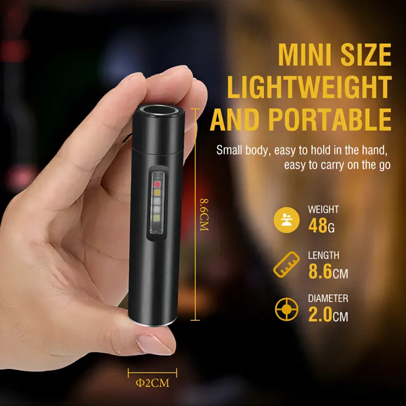 New V5 EDC Mini Portable Strong Light Flashlight USB-C Rechargeable Yellow, Red And Purple Magnetic Work Light Flashlight Leedoar