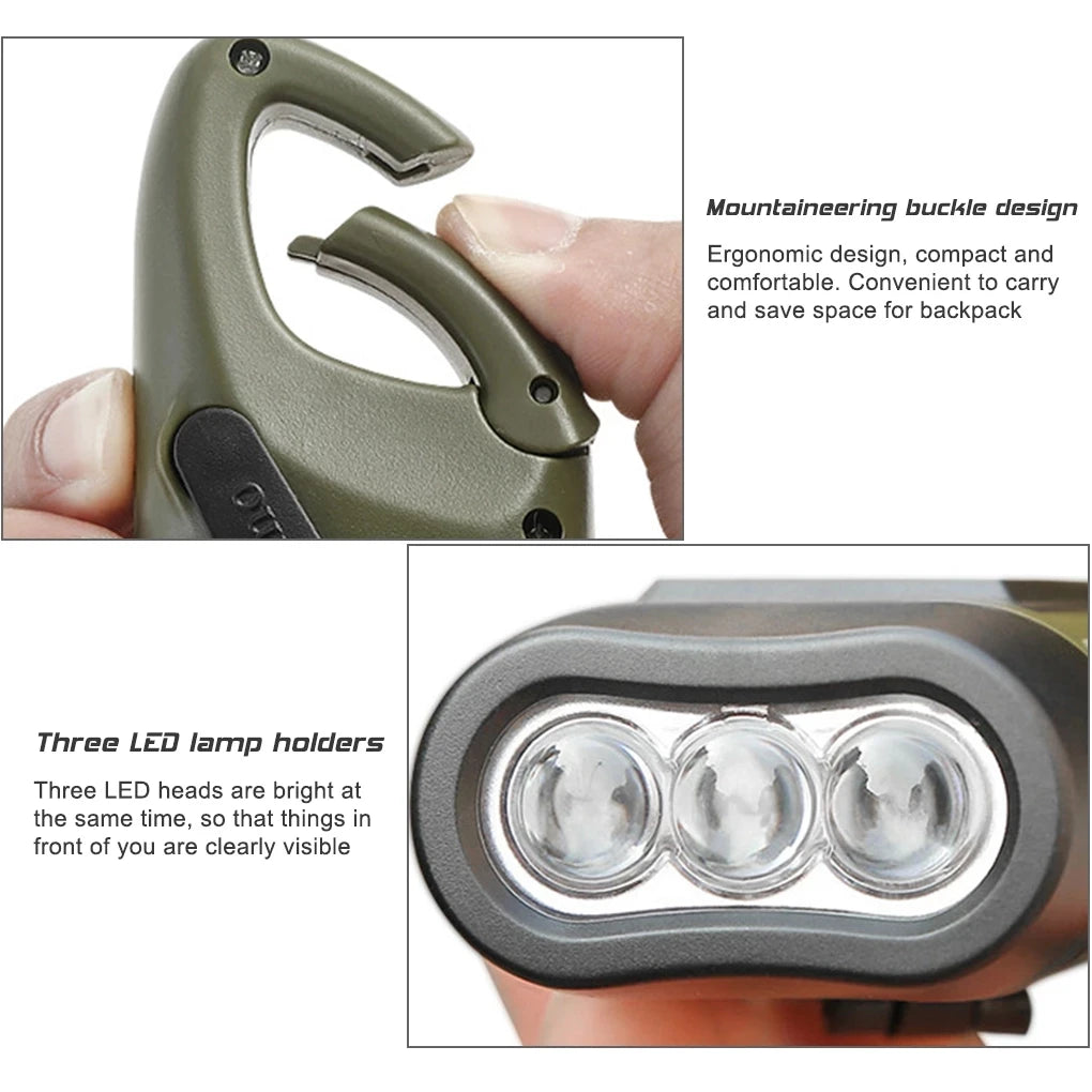 SONGMEN Portable Solar Powered LED Flashlight Outdoor Hiking Camping Tent Light Hand Charge Cranked Trekking Emergency Light Leedoar