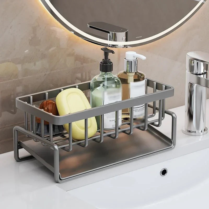 Kitchen Sink Drain Rack Organizer Stainless Steel Self-draining Sink Shelf Soap Sponge Holder Dishcloth Towel Rack filter basket Leedoar