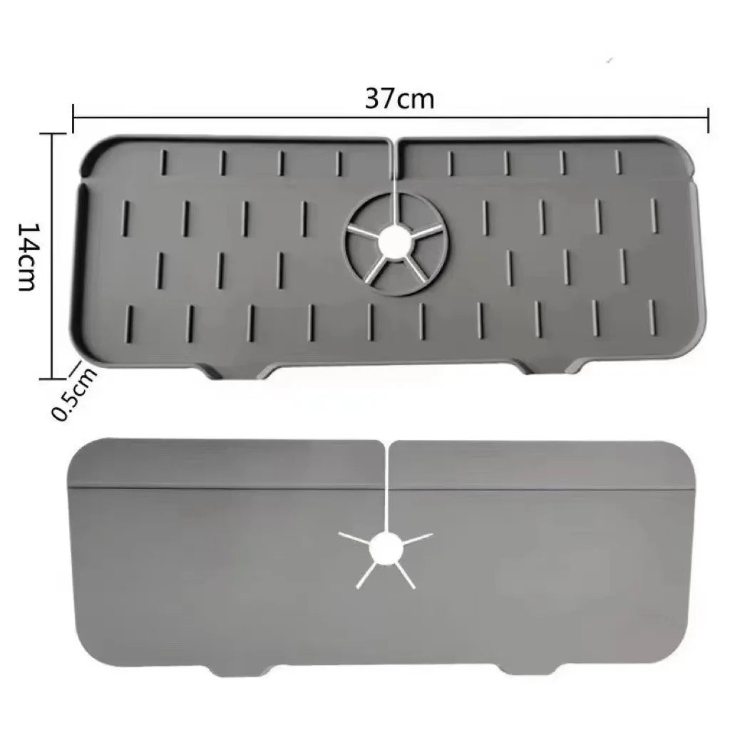 Faucet Mat Kitchen Sink Silicone Splash Pad Drainage Waterstop Silicone Cushion Bathroom Countertop Protector Quick Dry Tray Leedoar