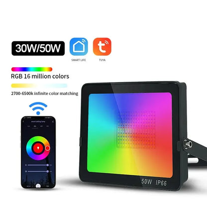 2023 New Graffiti Intelligent WIFI+Bluetooth RGBCW APP Floodlight Colorful Courtyard Atmosphere LED Floodlight Leedoar