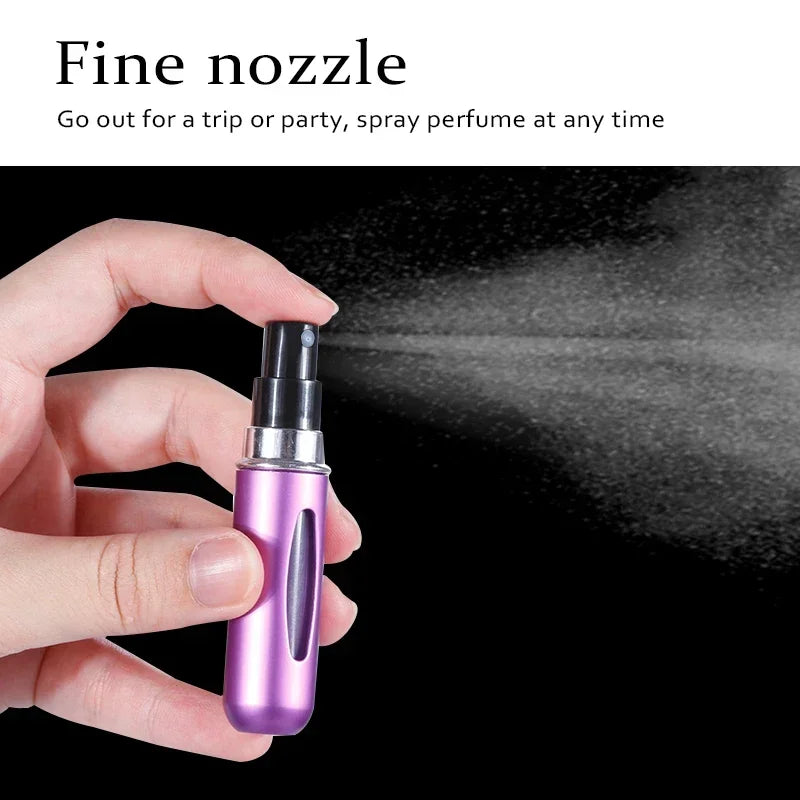 5ml/8ml Mini Portable Perfume Spray Bottle Refillable Aluminum Atomizer Bottle 5ml Container perfume refill bottle travel Leedoar