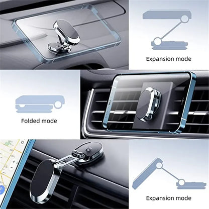 Car Magnetic Phone Bracket Folding Multi-Angle Rotation Height Adjustable Mobile Phone Holder Universal Magnet Air Vent Mount Leedoar