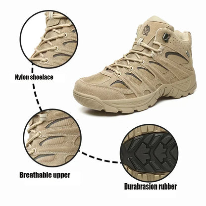 Lightweight Military Man Tactical Boots Combat Anti-Collision Training Lace Up Waterproof Outdoor Hiking Breathable Army Shoe Leedoar