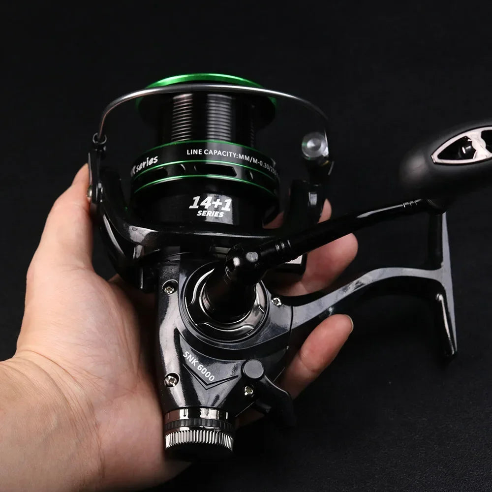 New Double Brake Design Fishing Reel Super Strong Carp Fishing Feeder Spinning Reel Spinning wheel type fishing wheel SNK Leedoar