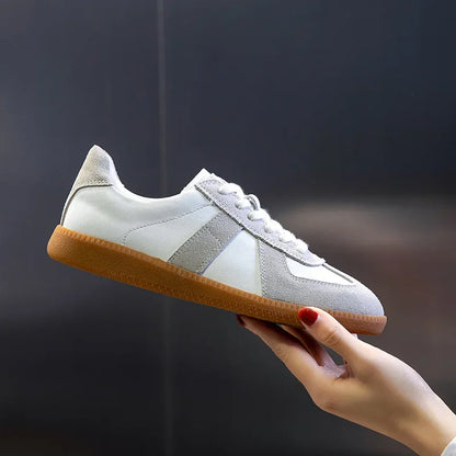 Women's Sneakers 2024 New Genuine Leather Ladies Moral Training Shoes Casual Spring Flat Shoes Women Leedoar