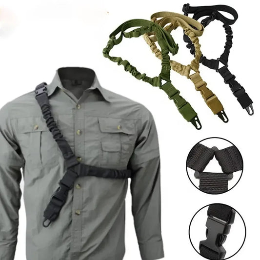 Alça de ombro tática de ponto único para arma, alça de corda para rifle, alça ajustável para espingarda, acessórios de caça para airsoft do exército