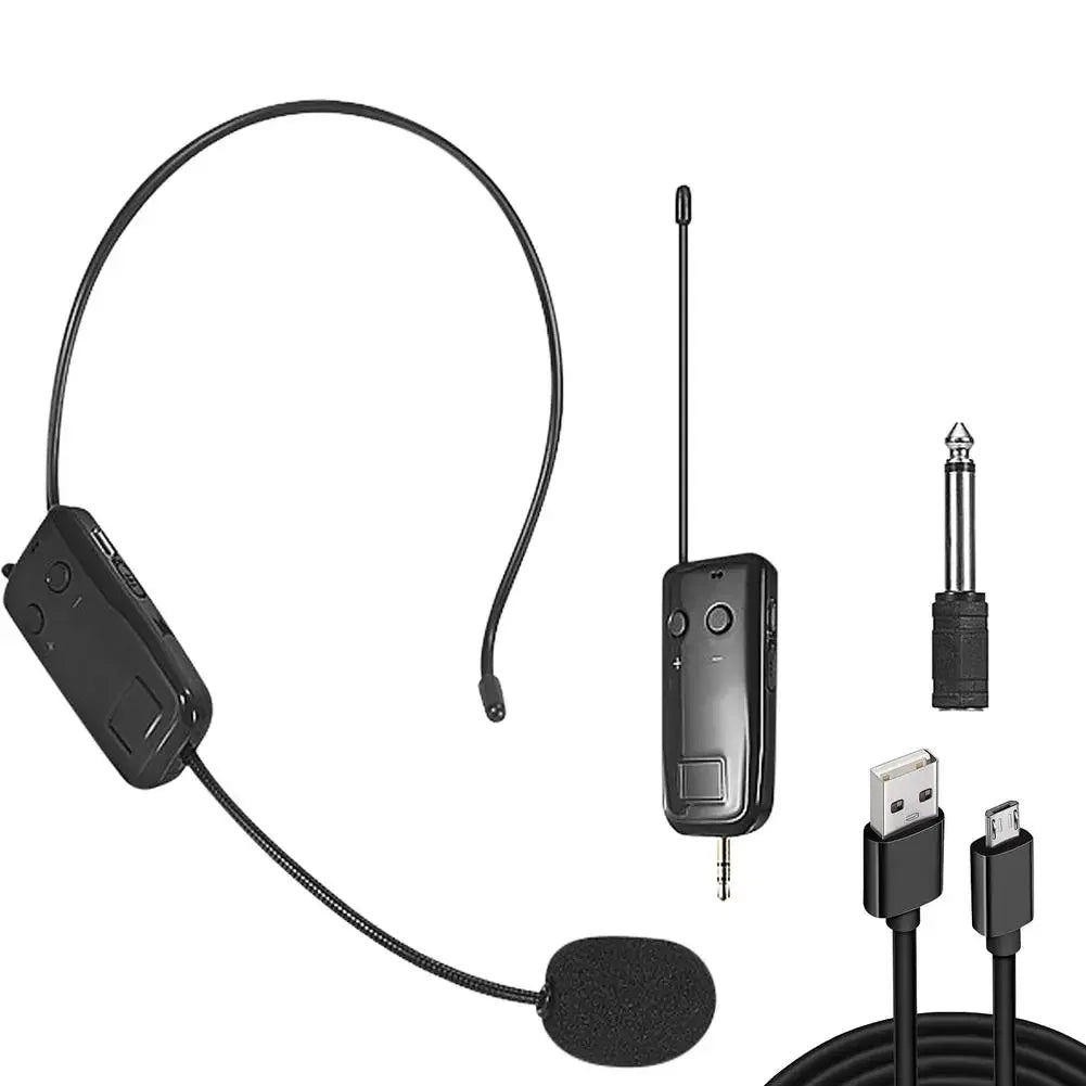 2.4G Head-mounted Wireless Lavalier Microphone Set Transmitter with Receiver for Amplifier Voice Speaker Teaching Tour Guide Leedoar