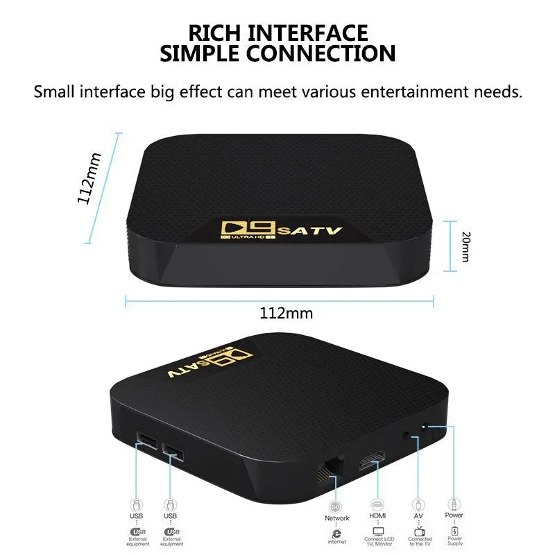 2024 Novo D9S ATV Box Set Top Box 4K ARM A53 2.4G 5G Dual WIFI Android 11 TV Box S905 8gb 16gb com controle remoto de voz 