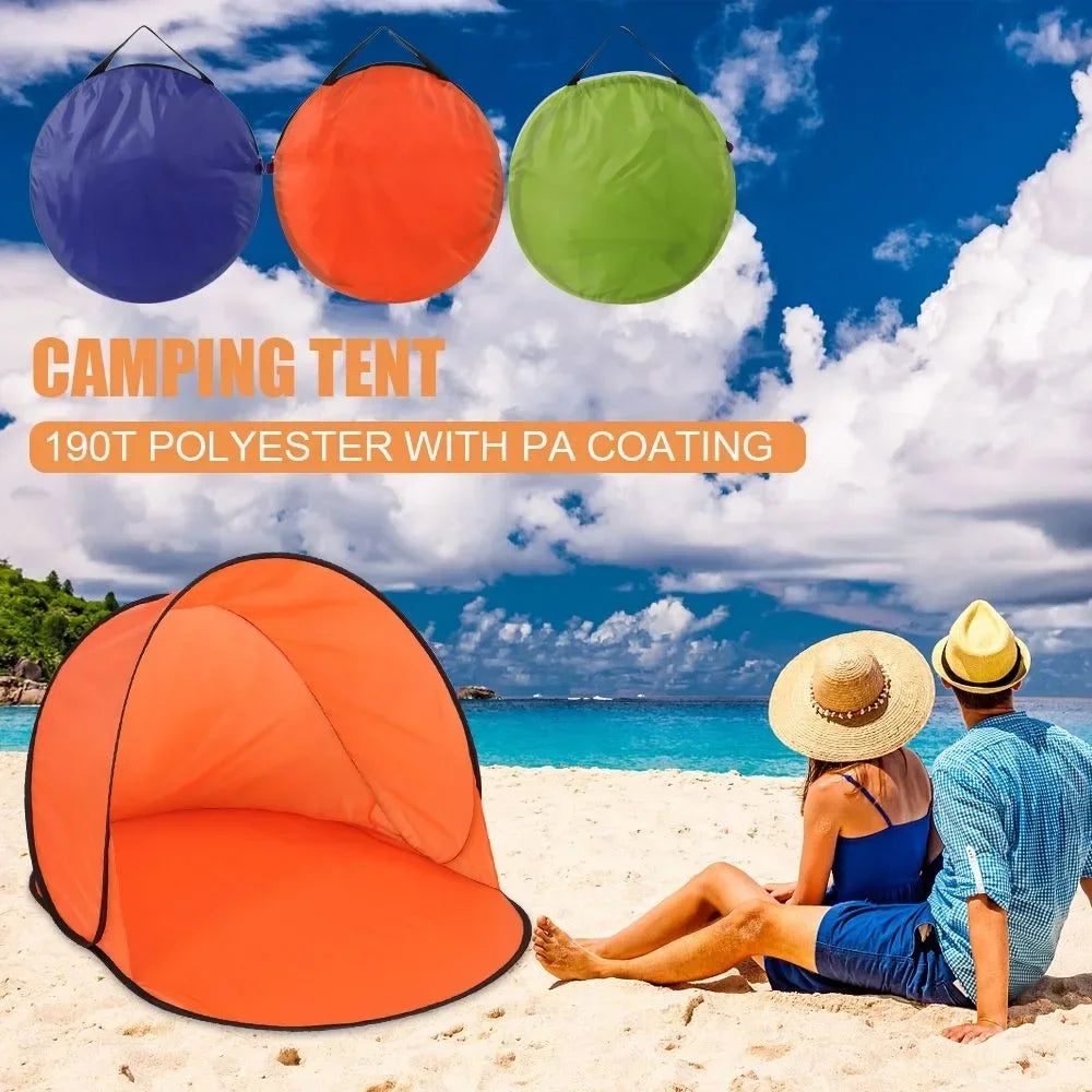 Tenda de praia portátil pop-up barraca de acampamento sombra abrigo solar proteção UV barraca de acampamento durável poliéster revestimento PA abrigo para caminhadas