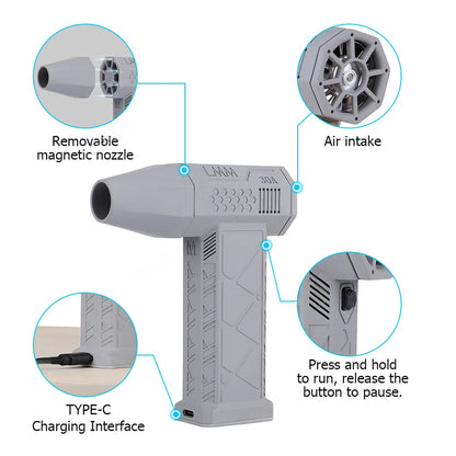 Powerful Blower with High Speed Duct Fan Mini Turbo Jet Fan 110,000 RPM 45m/sTurbo Violent Fan High-Performance Brushless Motor Leedoar