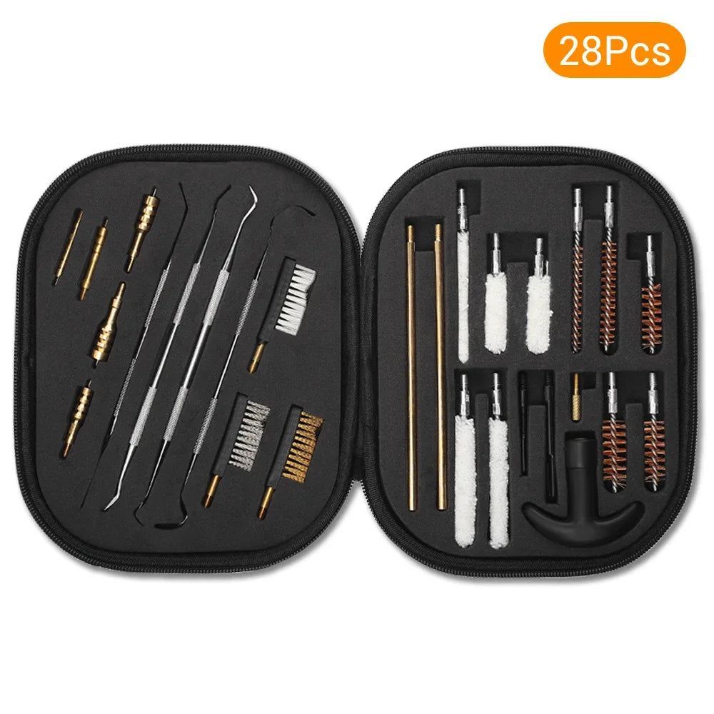 18/19/28Pcs Pistol Cleaning Kit 9mm Gun Cleaning Kits Weapon Cleaning Universal Handgun Pistol Brush Tool Hunting Accessories Leedoar