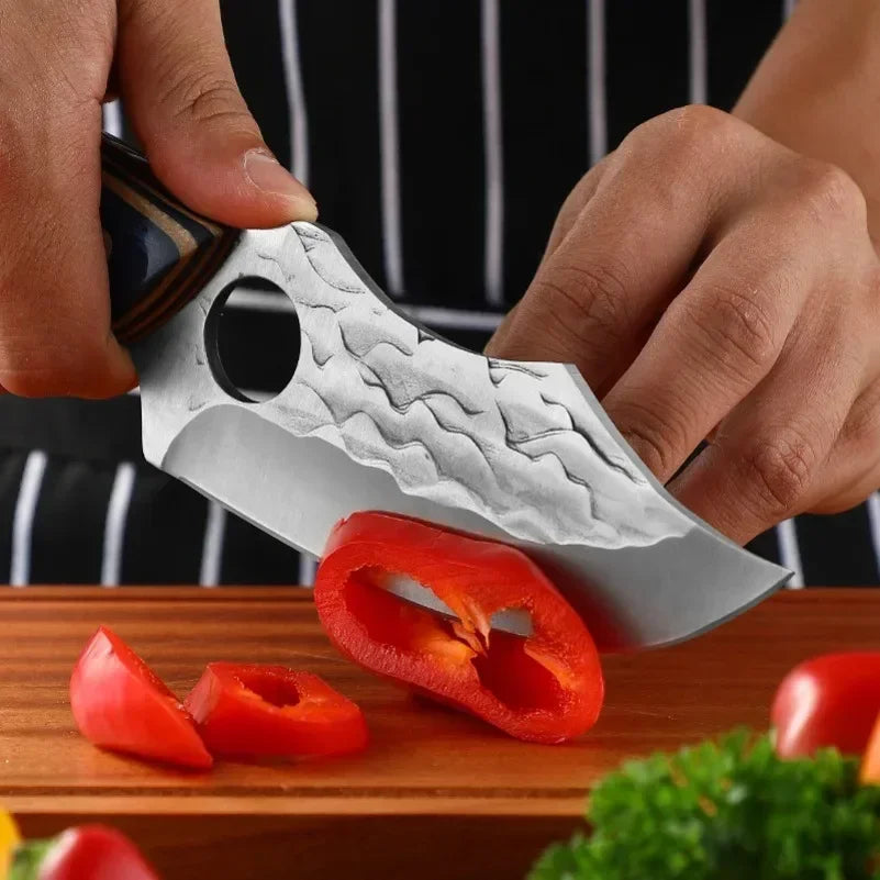 Sharp Knife Cleaver Meat Slicing Steak Boning Knife Kitchen Cooking Cut Bones Vegetables Cleaver Meat Barbecue Knife Wood Handle Leedoar