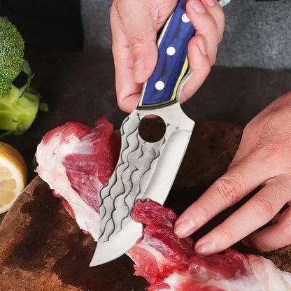 Sharp Knife Cleaver Meat Slicing Steak Boning Knife Kitchen Cooking Cut Bones Vegetables Cleaver Meat Barbecue Knife Wood Handle Leedoar