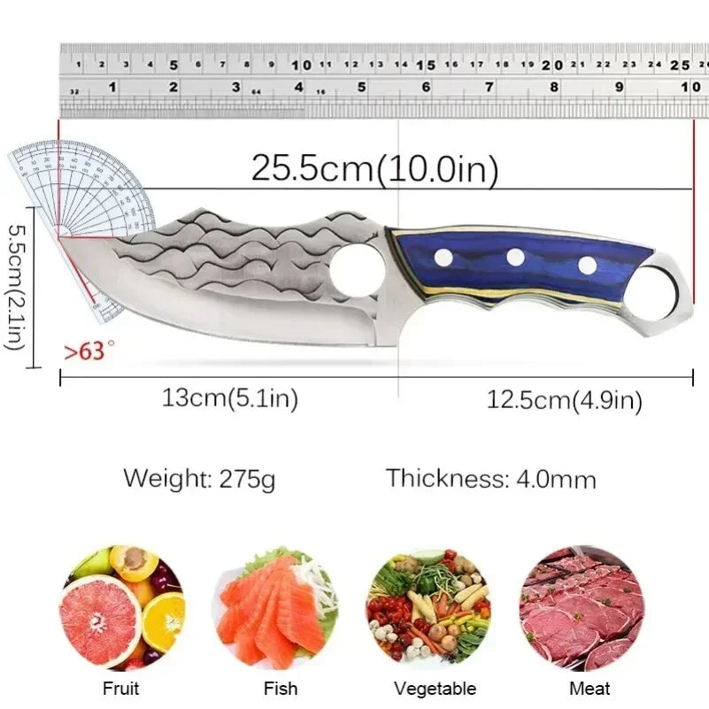 Sharp Knife Cleaver Meat Slicing Steak Boning Knife Kitchen Cooking Cut Bones Vegetables Cleaver Meat Barbecue Knife Wood Handle Leedoar