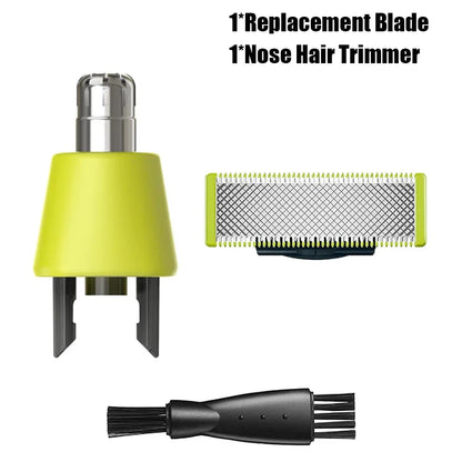 Shaver Replacement Blades ＆ Nose Hair Trimmer Replacement Heads for Philips OneBlade One Blade Pro Hybrid Electric Shaver