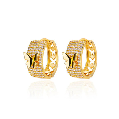 Shiny Zircon Circle Square Hoop Earrings for Women Gold Color Stainless Steel Earrings Luxury Christmas Jewelry Wedding aretes Leedoar