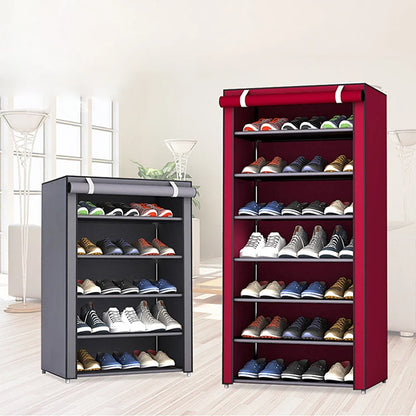 Shoes Storage Holder Shelfs 4/6/10layers With Dustproof Cloth Non-Woven Fabric Shoe Stands Organizer Closet Home Shoes Rack Leedoar