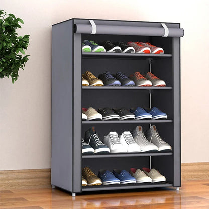 Shoes Storage Holder Shelfs 4/6/10layers With Dustproof Cloth Non-Woven Fabric Shoe Stands Organizer Closet Home Shoes Rack Leedoar