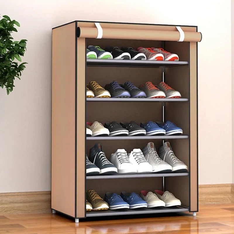 Shoes Storage Holder Shelfs 4/6/10layers With Dustproof Cloth Non-Woven Fabric Shoe Stands Organizer Closet Home Shoes Rack Leedoar