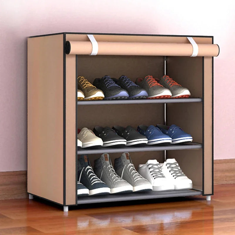 Shoes Storage Holder Shelfs 4/6/10layers With Dustproof Cloth Non-Woven Fabric Shoe Stands Organizer Closet Home Shoes Rack Leedoar