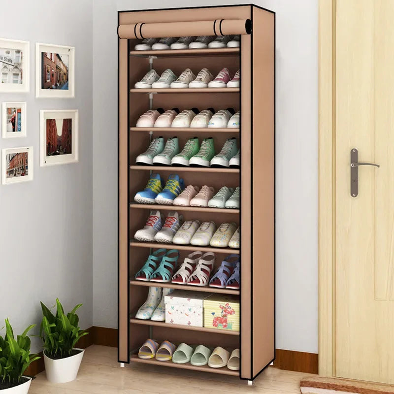 Shoes Storage Holder Shelfs 4/6/10layers With Dustproof Cloth Non-Woven Fabric Shoe Stands Organizer Closet Home Shoes Rack Leedoar