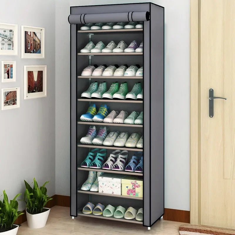 Shoes Storage Holder Shelfs 4/6/10layers With Dustproof Cloth Non-Woven Fabric Shoe Stands Organizer Closet Home Shoes Rack Leedoar