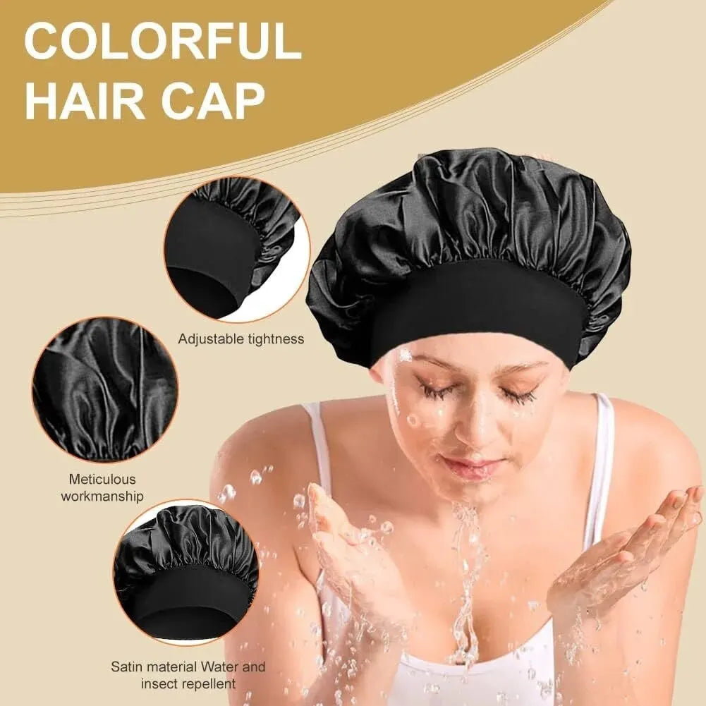 Touca de banho Cabeleireiro Cuidados com o cabelo Chapéu Alta elasticidade Touca de banho mensal Feminina Amamentação Cetim Touca de dormir 