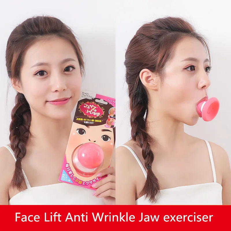 Silica Gel Mouth Jaw Exerciser Slimming Face Lift Tool Chin V Face Lifting Double Thin Wrinkle Removal Blow Breath Exerciser Leedoar