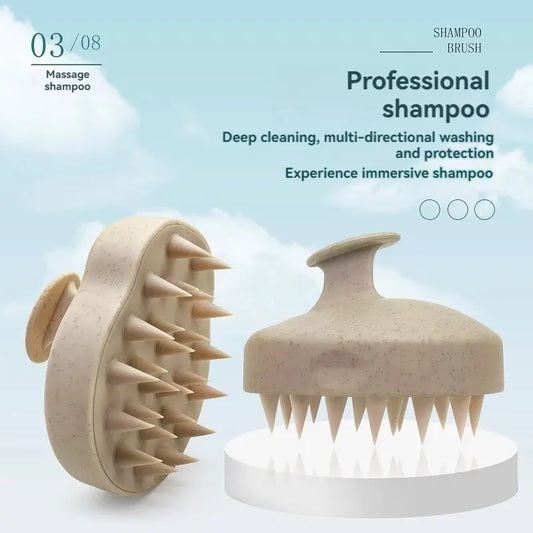 Escova de lavagem de cabelo de silicone palha de trigo escova de lavagem de cabelo de silicone cabeça escova couro cabeludo parar coceira pente coçar conjunto de cabeleireiro 